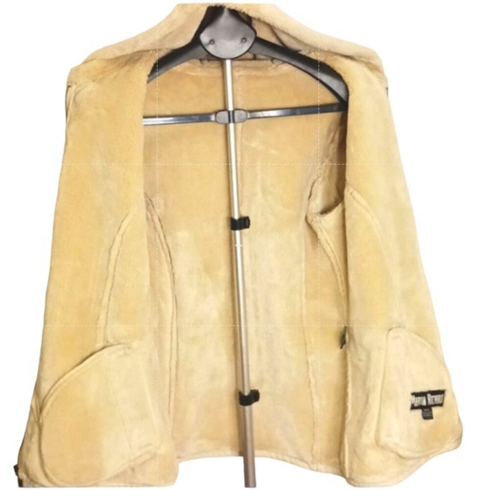 Marvin Richards Coat Women's Sz M Beige Fleece Lined Faux Suede Hood Warm Jacket - Picture 7 of 16